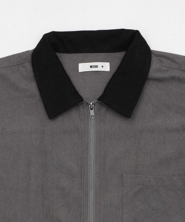 WEGO 【ユニセックス着用ITEM/MLサイズ展開】コーデュロイシャツジャケット ブラック中濃色