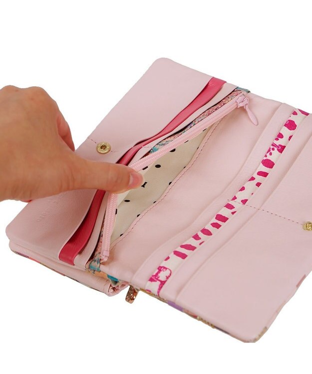 tsumori chisato CARRY エポネコメッシュ 長財布 2つ折り かぶせタイプ ピンク