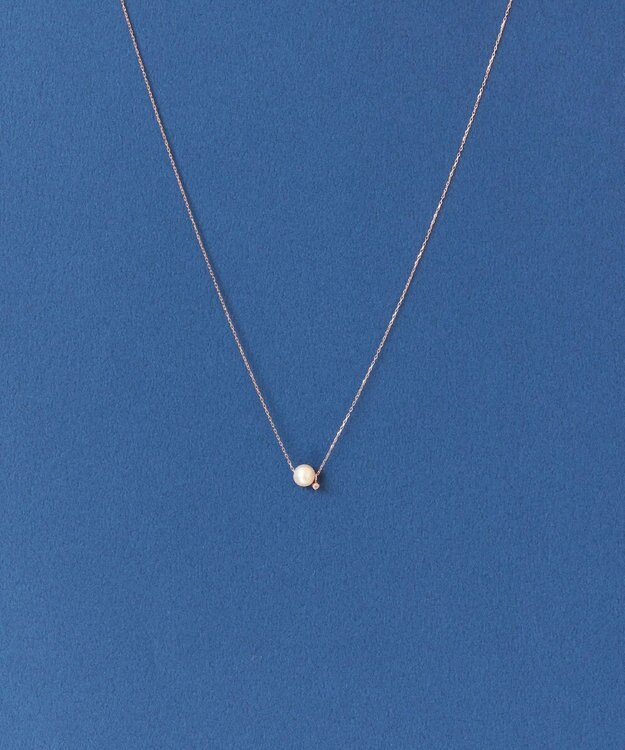 Phoebe 【K10RG】ワンドロップパールビジューネックレス/全長:40cm ローズゴールド