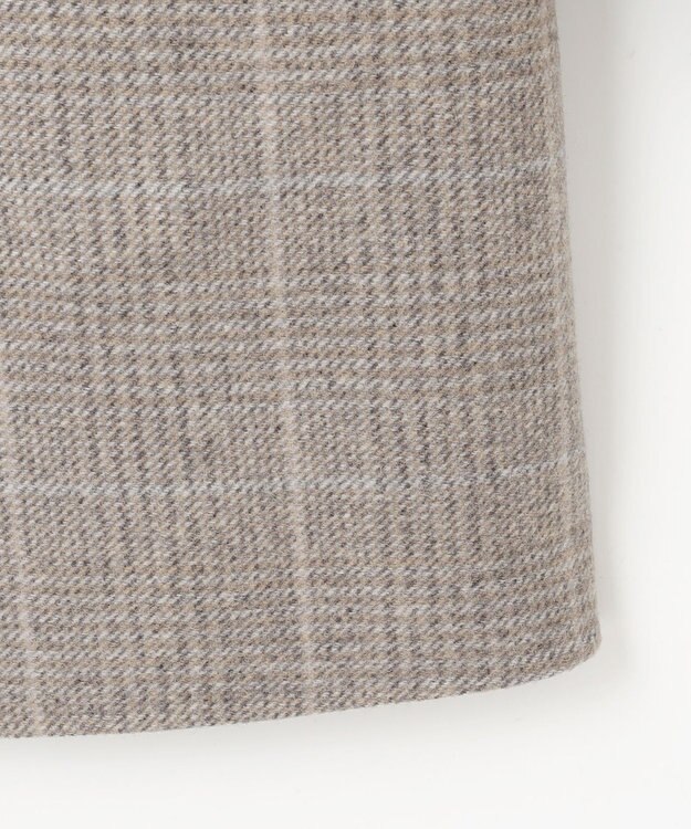 自由区 L 【17号サイズまで展開・カタログ掲載】ウールリバーチェック柄ダブルブレスト コート モカチェック