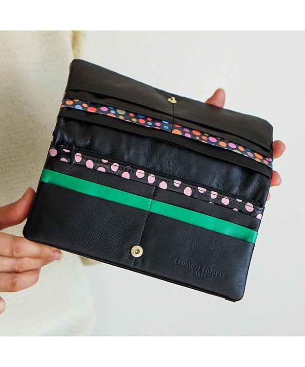 tsumori chisato CARRY エポネコメッシュ 長財布 2つ折り かぶせタイプ ブラック