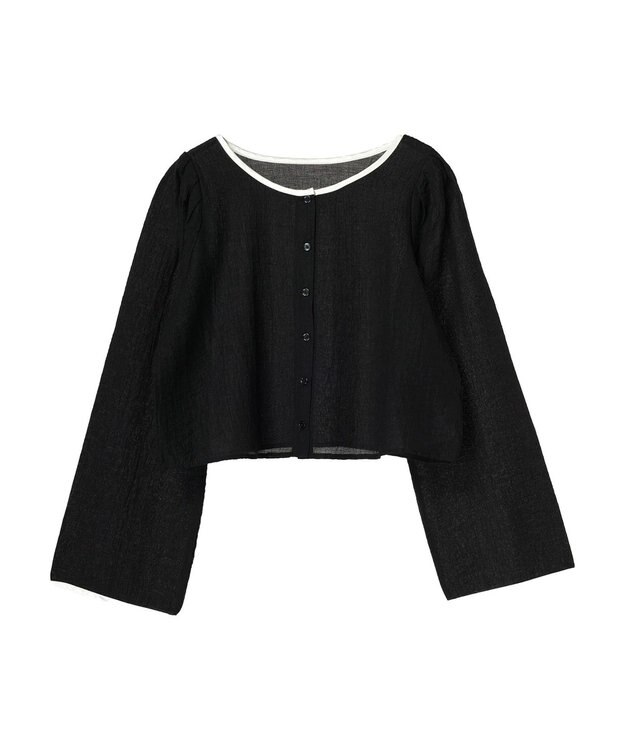 earth music&ecology シアーパイピングシャツ Black