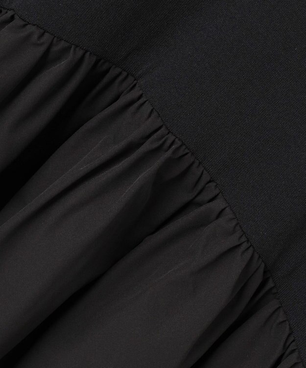 組曲 襟付きドッキング ニットワンピース ブラック系