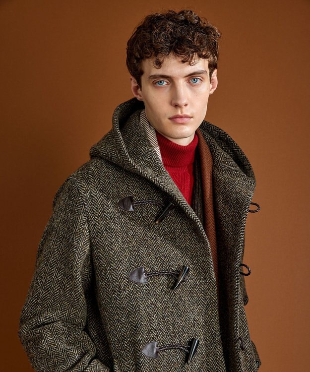 JOSEPH ABBOUD 【キングサイズ・軽量/シェットランドツィード/インポート素材】 シェットランドツィード ダッフルコート ダークブラウン系7