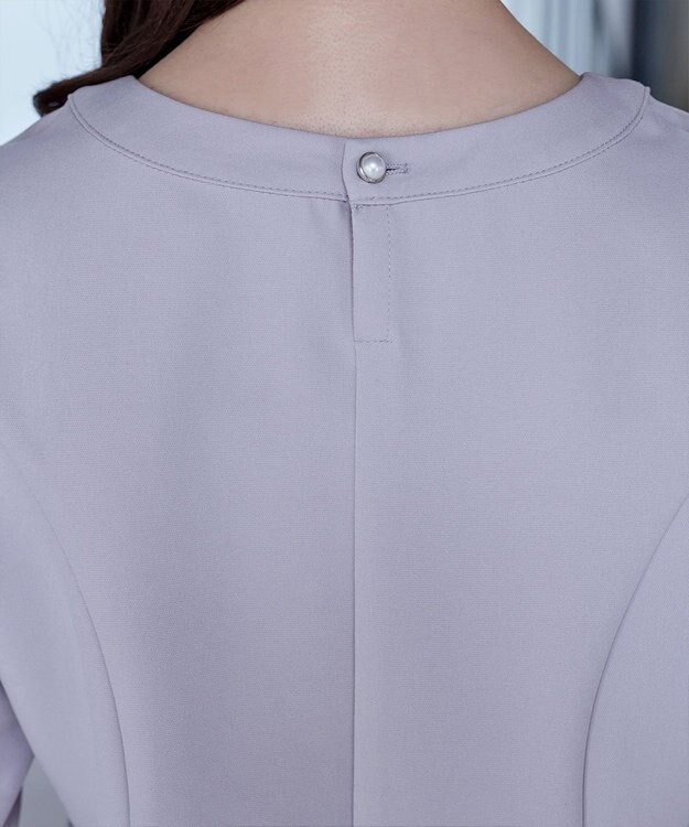 Tiaclasse 【洗える】ソフトペプラムブラウス ライトグレー