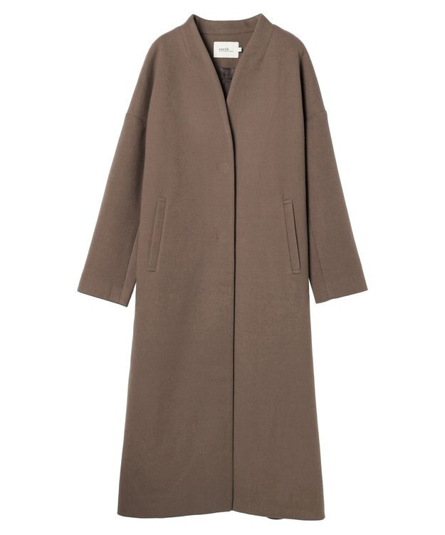 earth music&ecology Ｖネックノーカラーコート Brown
