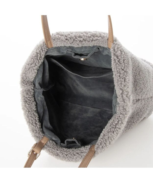 UNBILLION cachecache ドット刺繍ボアミニトートバッグ グレー