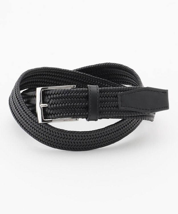 JOSEPH HOMME 【イタリア素材使用/日本製】レザーメッシュストレッチ　ベルト ブラック系