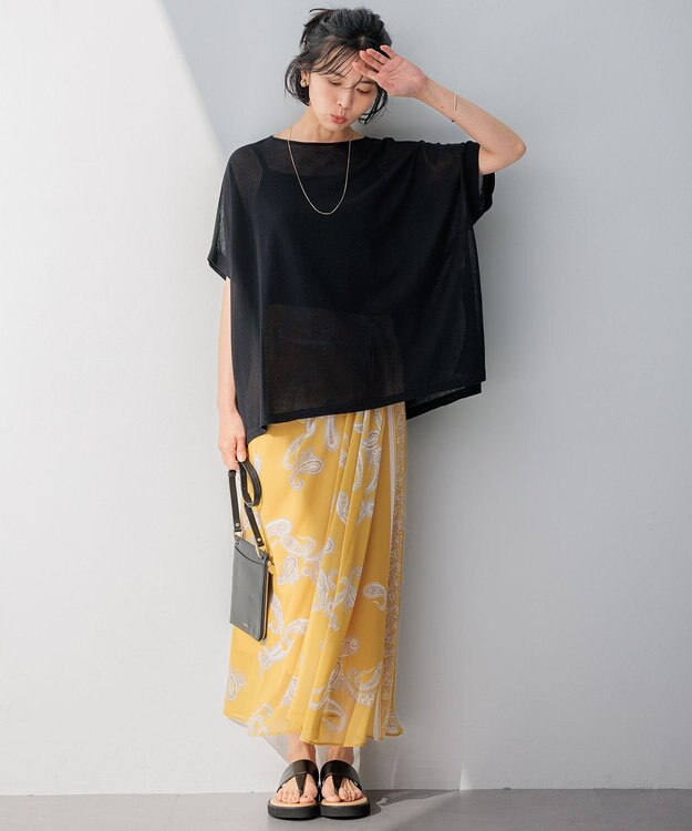 23区 【洗える】ライトシアーニット プルオーバー ブラック系