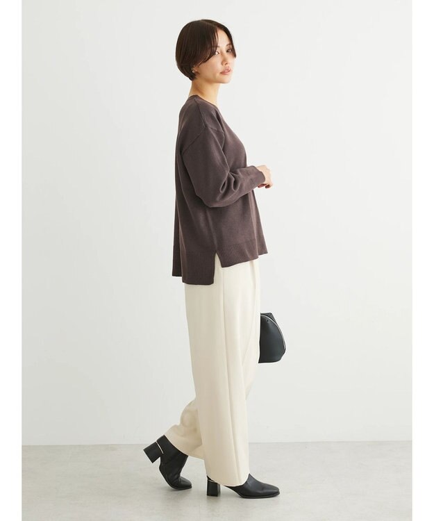 Green Parks もちやわ　Ｖネック前後差プルオーバー Brown