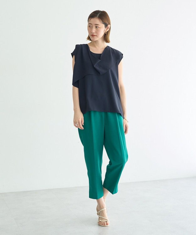 YECCA VECCA ドレープブラウス Navy