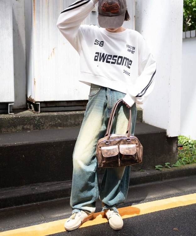 WEGO ゲームグラフィック2ラインショートスウェット ホワイト