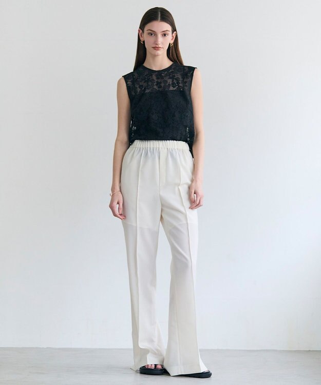 BEIGE， 【イージーケア・セットアップ対応】BATEAU / バックスリット ストレートパンツ Ecru