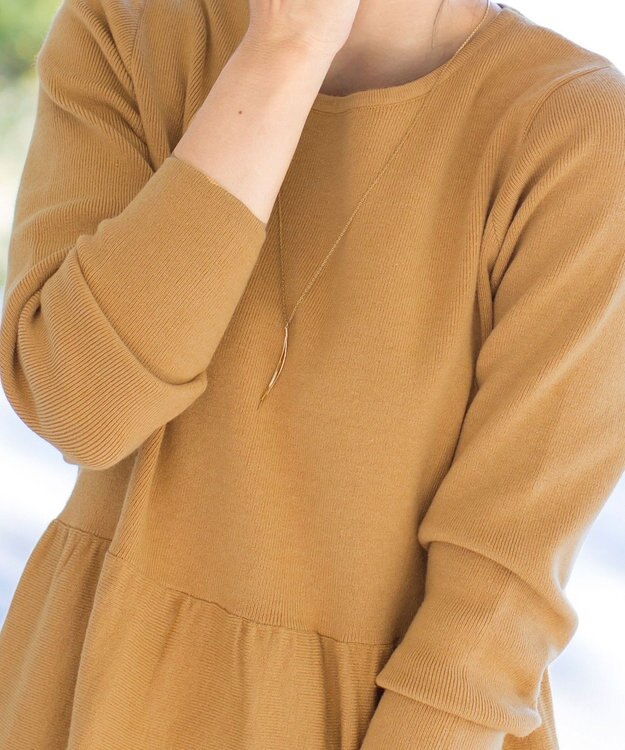 Tiaclasse L 【洗える】大人華やぐ2段ティアードニットチュニック イエロー