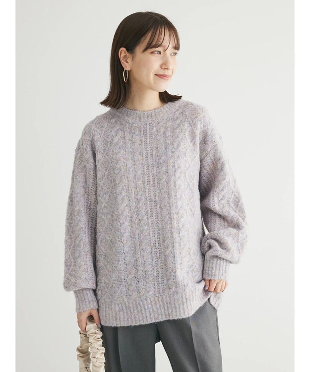 Green Parks フェアリーＭｉｘケーブルニットプルオーバー Purple