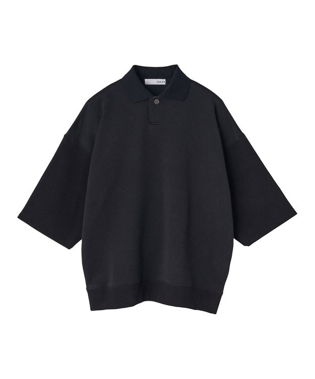 HAAG スマイルコットン HALF SLEEVE SWEAT POLO SHIRTS ポロシャツ ブラック