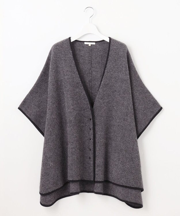 自由区 ヘリンボーン ポンチョ グレー系