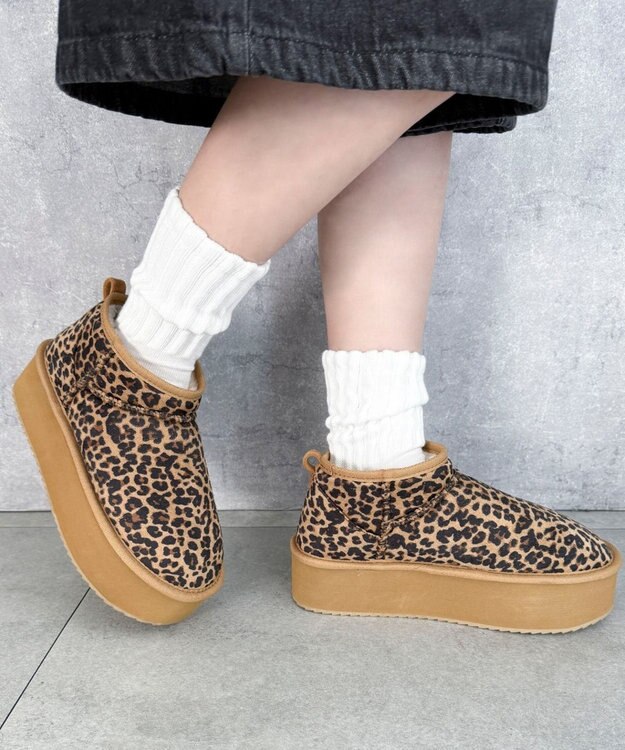 WEGO 【25年秋冬新作/あったかブーツ】厚底ムートンタッチブーツ 柄1