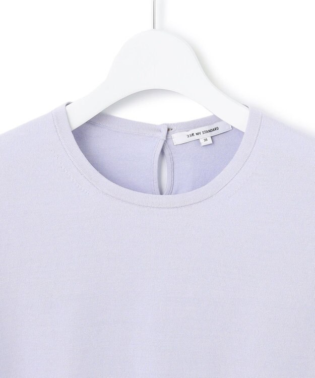 23区 L 【アンサンブル対応/洗える】プレミアム コットン 半袖 プルオーバー ライラック系