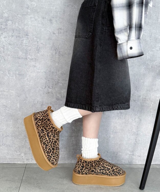 WEGO 【25年秋冬新作/あったかブーツ】厚底ムートンタッチブーツ 柄1