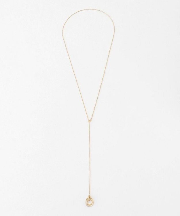 J.PRESS LADIES 3way ガラスリング ラリエット ネックレス マットライトゴールド系