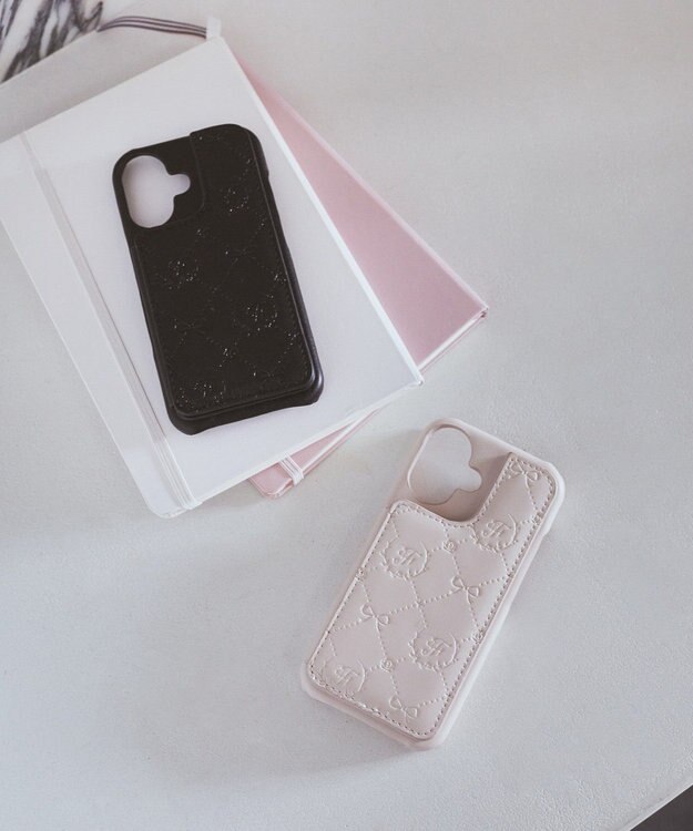 Maison de FLEUR カードポケットミラー付きアイフォン16ケース Black