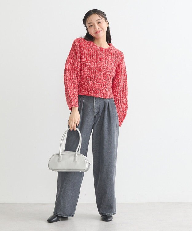 earth music&ecology ローゲージニットショートカーディガン Pink