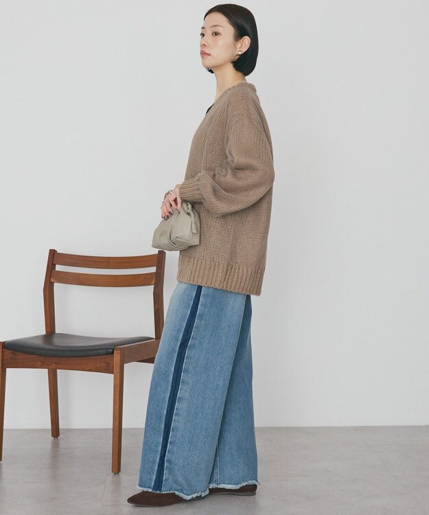 AMERICAN HOLIC チュールレイヤードカーディガン Gray Beige