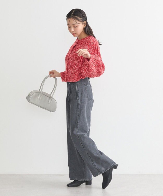 earth music&ecology ローゲージニットショートカーディガン Pink