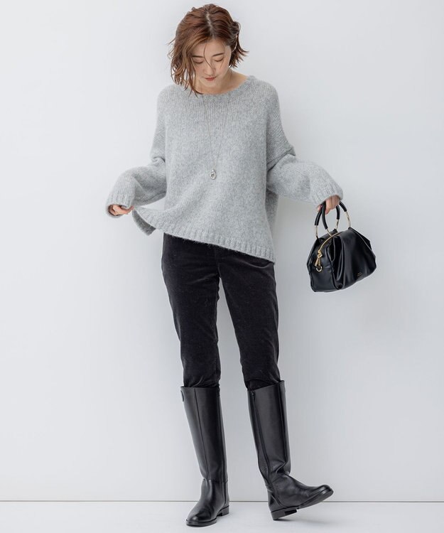 23区 L 【洗える】23区DENIM ベルベットストレッチ スキニーパンツ スレート