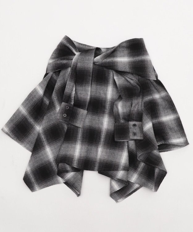 WEGO ネルシャツライクイレヘムミニスカート ブラック