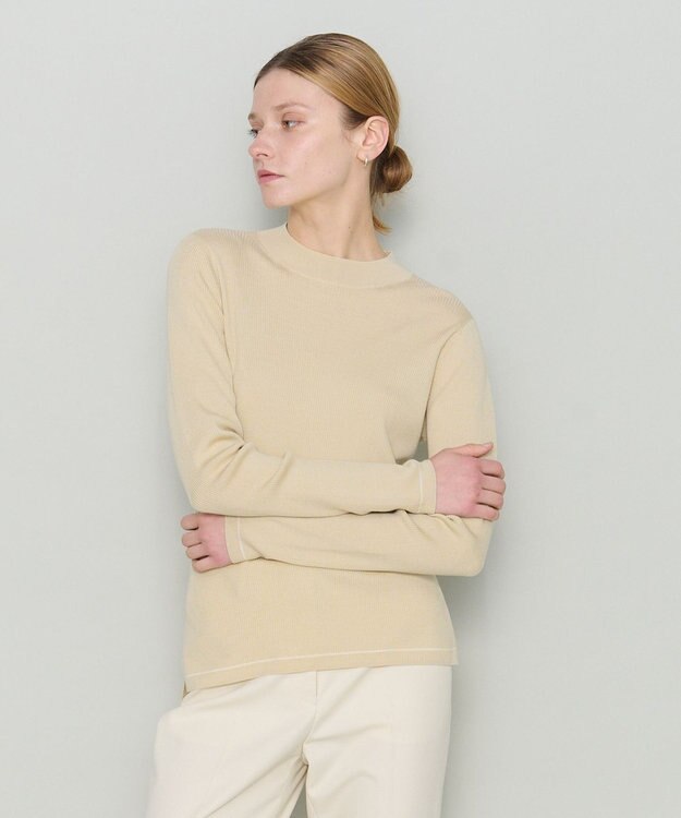 JOSEPH 【洗える】ウールリブ　ラウンドネックニット Pale Olive