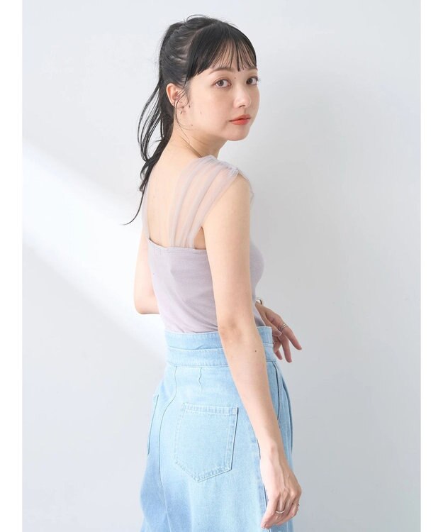 earth music&ecology チュールドッキングカップ付キャミソール Gray