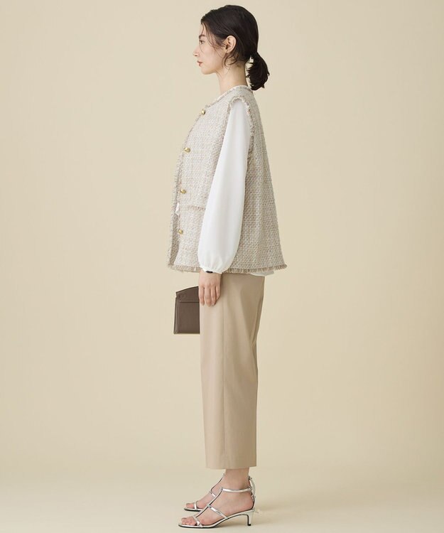 自由区 ファンシーノットツイード ジレ ベージュ