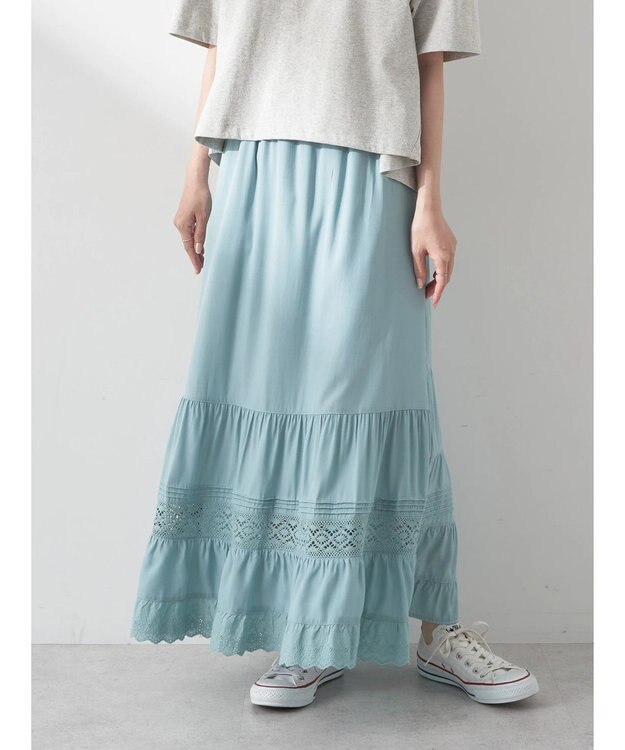 earth music&ecology レースティアードスカート Mint