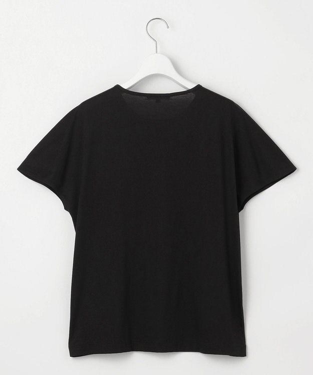 自由区 L 【洗える】コード刺繍胸元レース カットソー ブラック