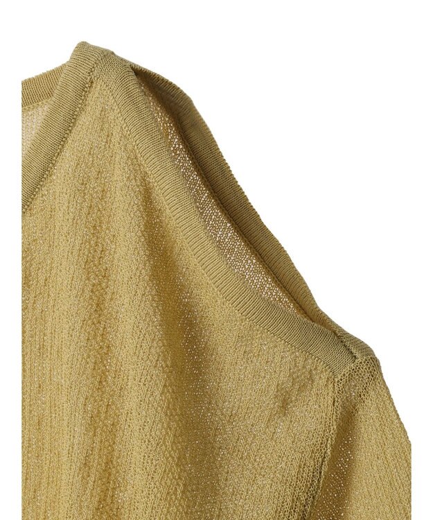 Green Parks 透かし編み肩あきニットプルオーバー Light Khaki