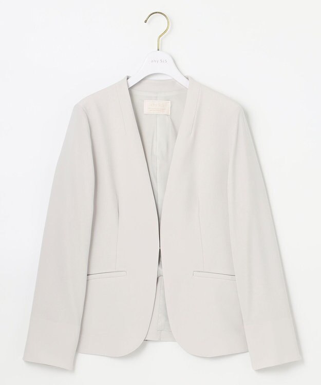 ANY SIS 【洗える】セレモニーダブルクロス カラーレス ジャケット ライトグレー