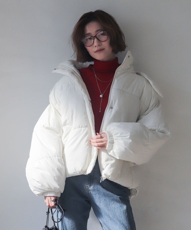 WEGO 【25年秋冬新作/SMサイズ展開】2WAYフードパファーブルゾン ホワイトアイボリー