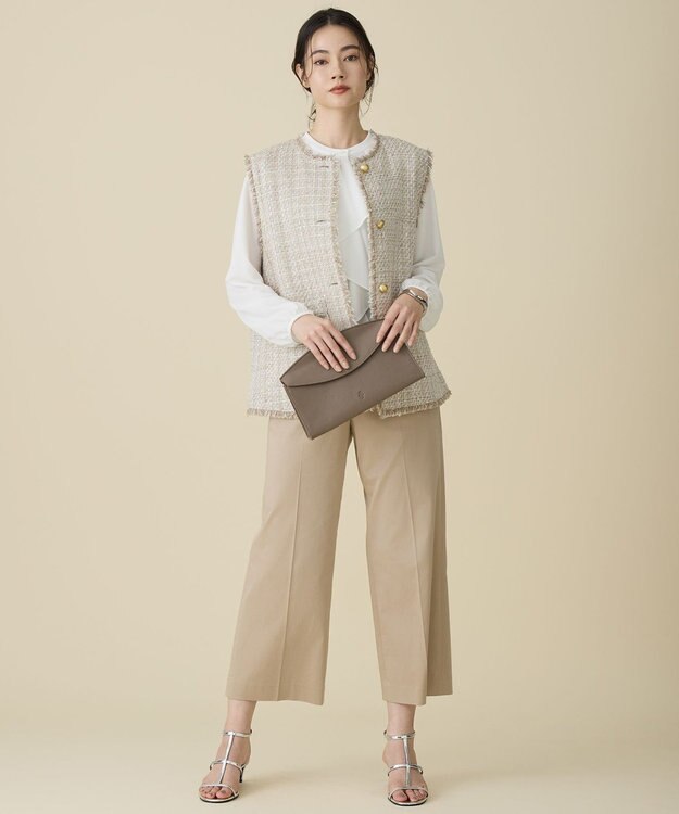 自由区 ファンシーノットツイード ジレ ベージュ