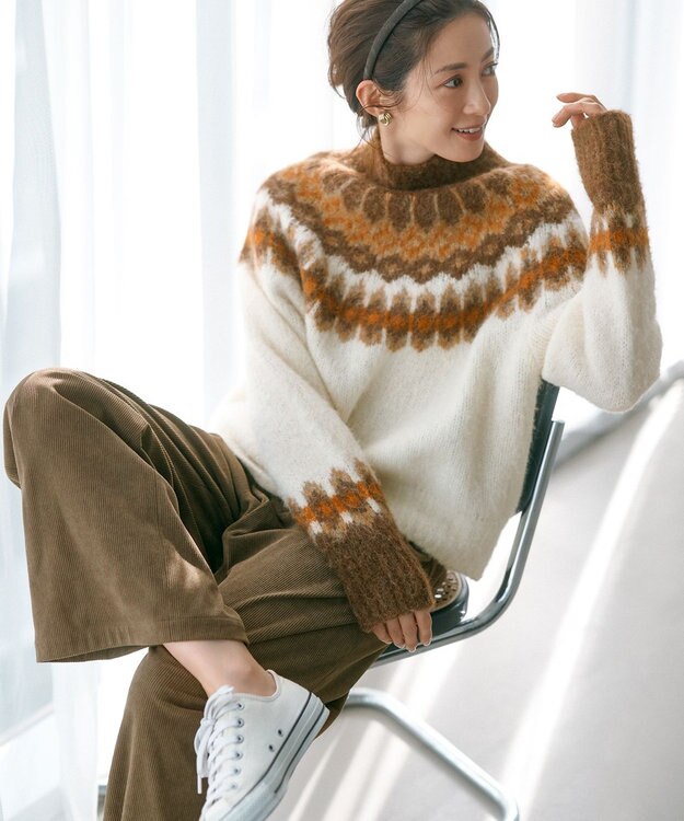 23区 【SLOW/一部店舗限定】ソフトコーデュロイ ワイドパンツ ブラウン系