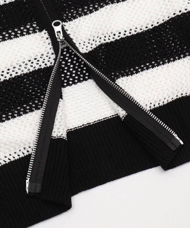 WEGO メッシュニットショートパーカー ブラックボーダー