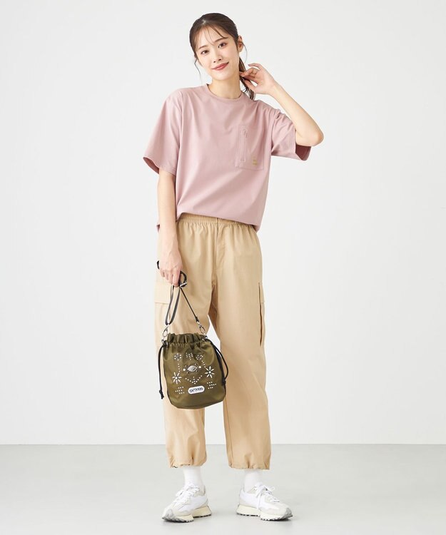 SHARE PARK LADIES 【撥水・UVカット・ストレッチ・軽量 】ナイロンカーゴパンツ（Mサイズ） ベージュ系