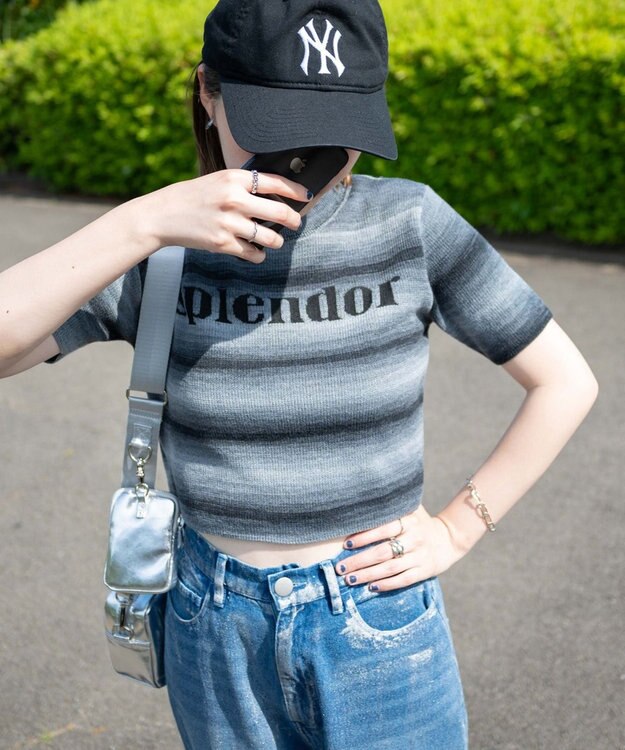 WEGO グラデーションちびニットT ブラック