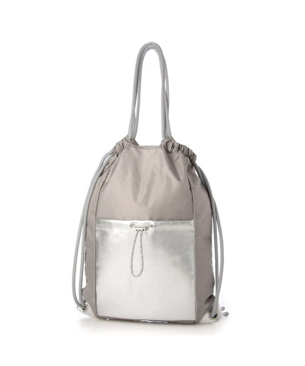 UNBILLION ペルケ perche / ナイロン×牛革ドローコード2wayナップサック ライトグレー