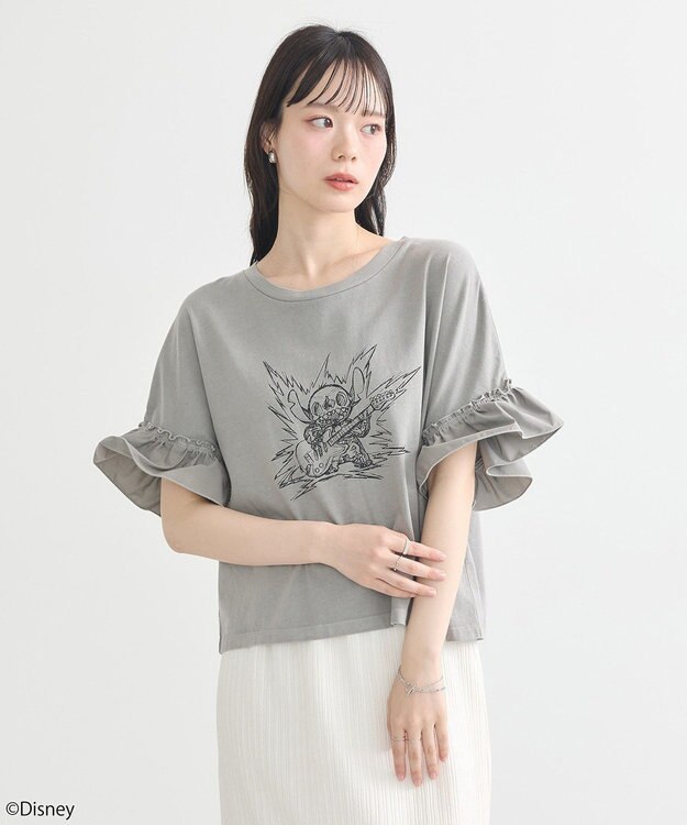 earth music&ecology スティッチ／フリルドッキングＴＥＥ Gray Beige
