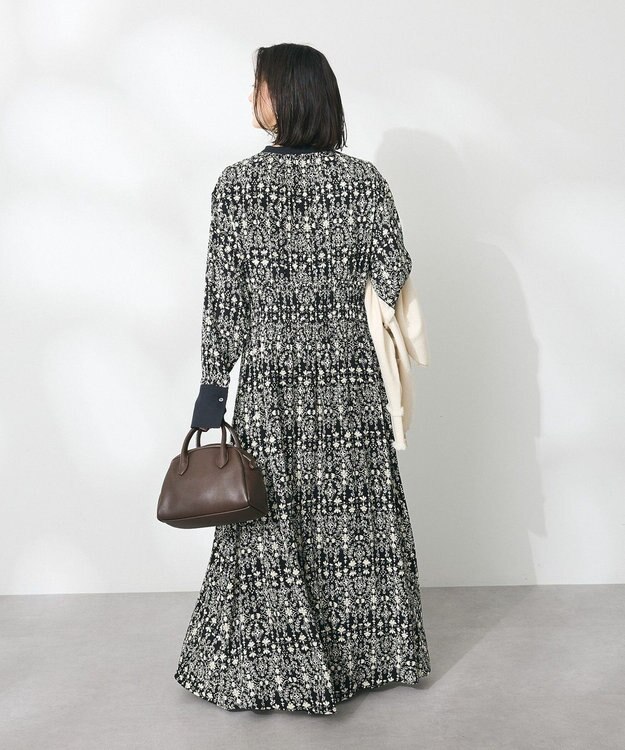 CRAFT STANDARD BOUTIQUE 総柄バイカラーワンピース Black