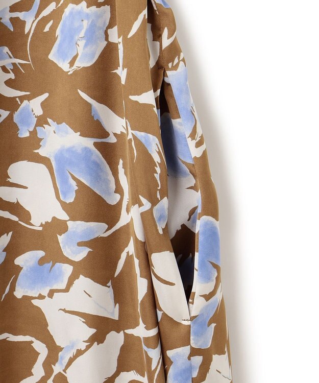 ICB 【洗える】 ウォーターフラワープリント ワンピース キャメル系柄