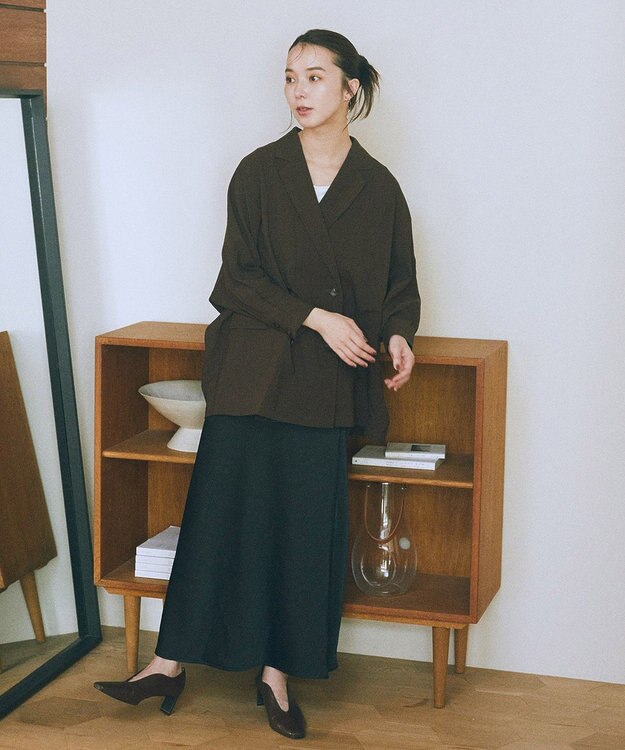 earth music&ecology ストレッチサテンスカート Black