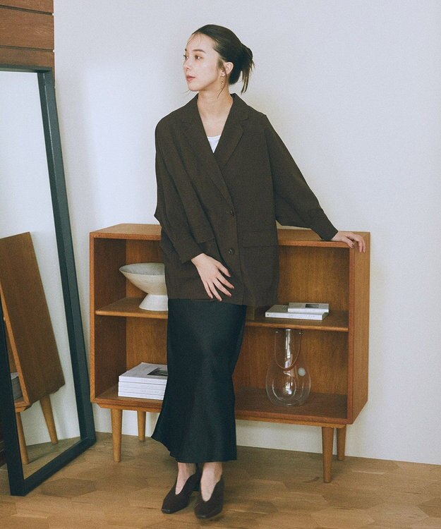 earth music&ecology ストレッチサテンスカート Black